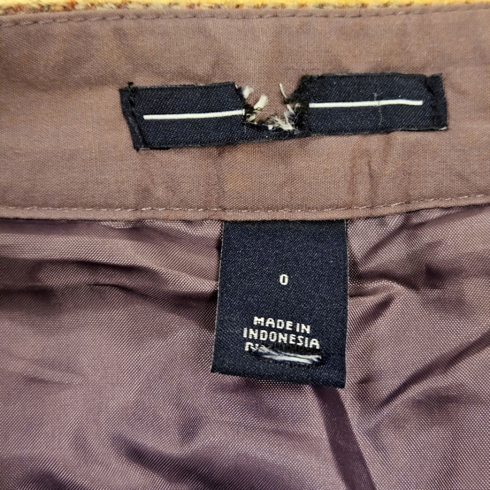 GAP Wool Pleated School Girl Academia Mauve Herring Bone Lined Skirt Sz 0 - Picture 3 of 4
